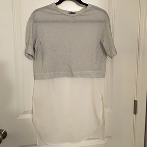 Zara half striped and white top